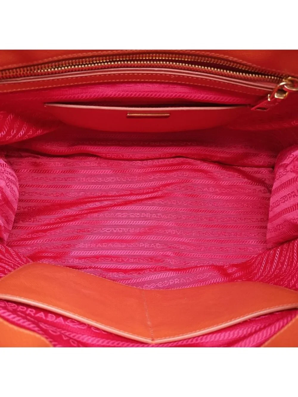 Prada Galleria Orange Red Saffiano Leather 14 Shoulder Bag